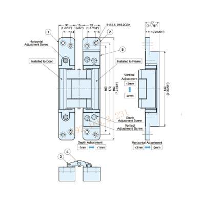 SG-HC105 High Temperature Baking Paint Japanese Style Three-dimensional Adjustable Conceal Hinge for 36 MM Door Thickness
