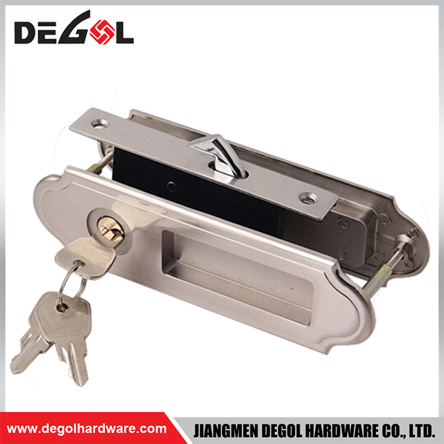 Top quality zinc alloy heavy duty key sliding glass door lock with brass cylinder