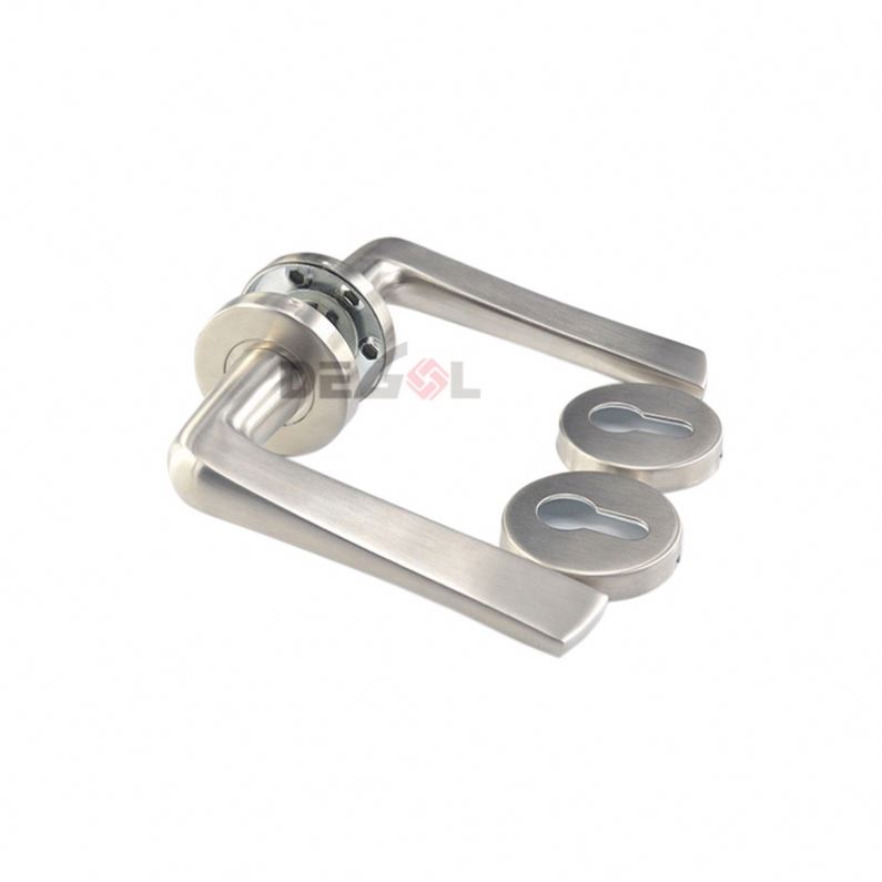 Hot Sale Right Angle Tube Lever Round Rosette Hot Sale Door Handle Stainless Steel